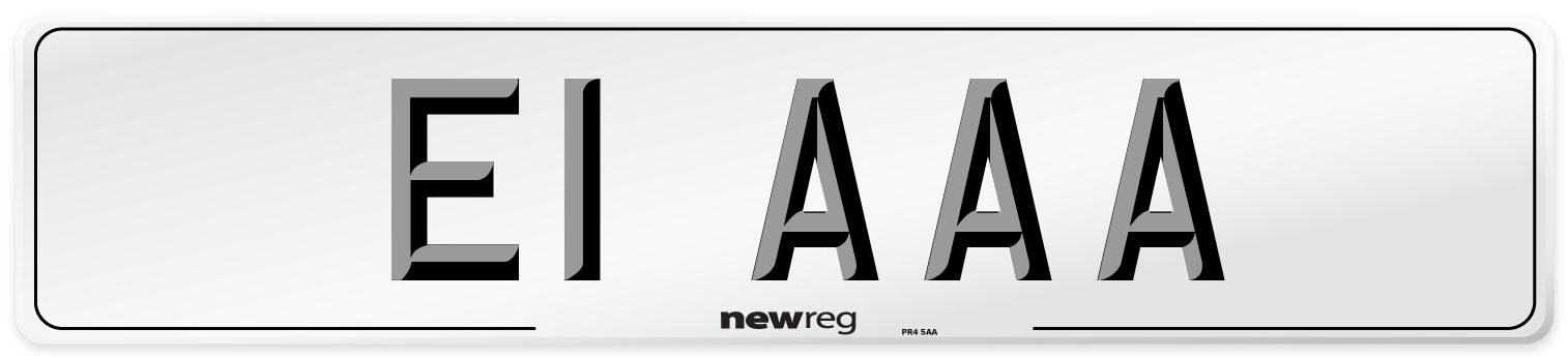 E1 AAA Number Plate from New Reg